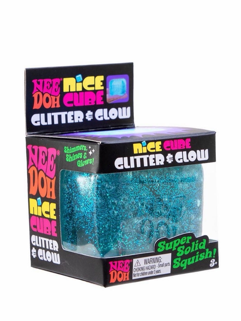 Nee Doh Nice Cube Glitter & Glow Super Blue Cube NEW Sealed Authentic NeeDoh